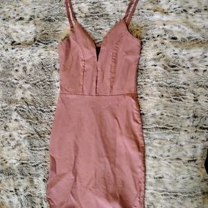 V-Neck Bubblegum Pink Bodycon Club Dress